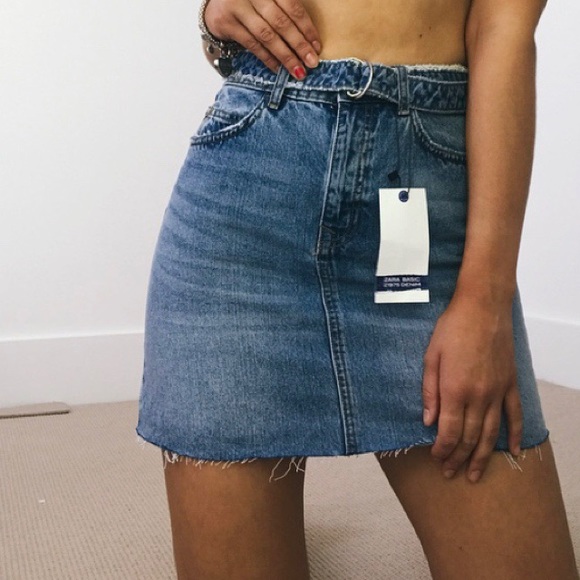 Zara Dresses & Skirts - Zara Denim Raw Edge Skirt